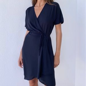 Navy blue aritzia babaton wrap dress